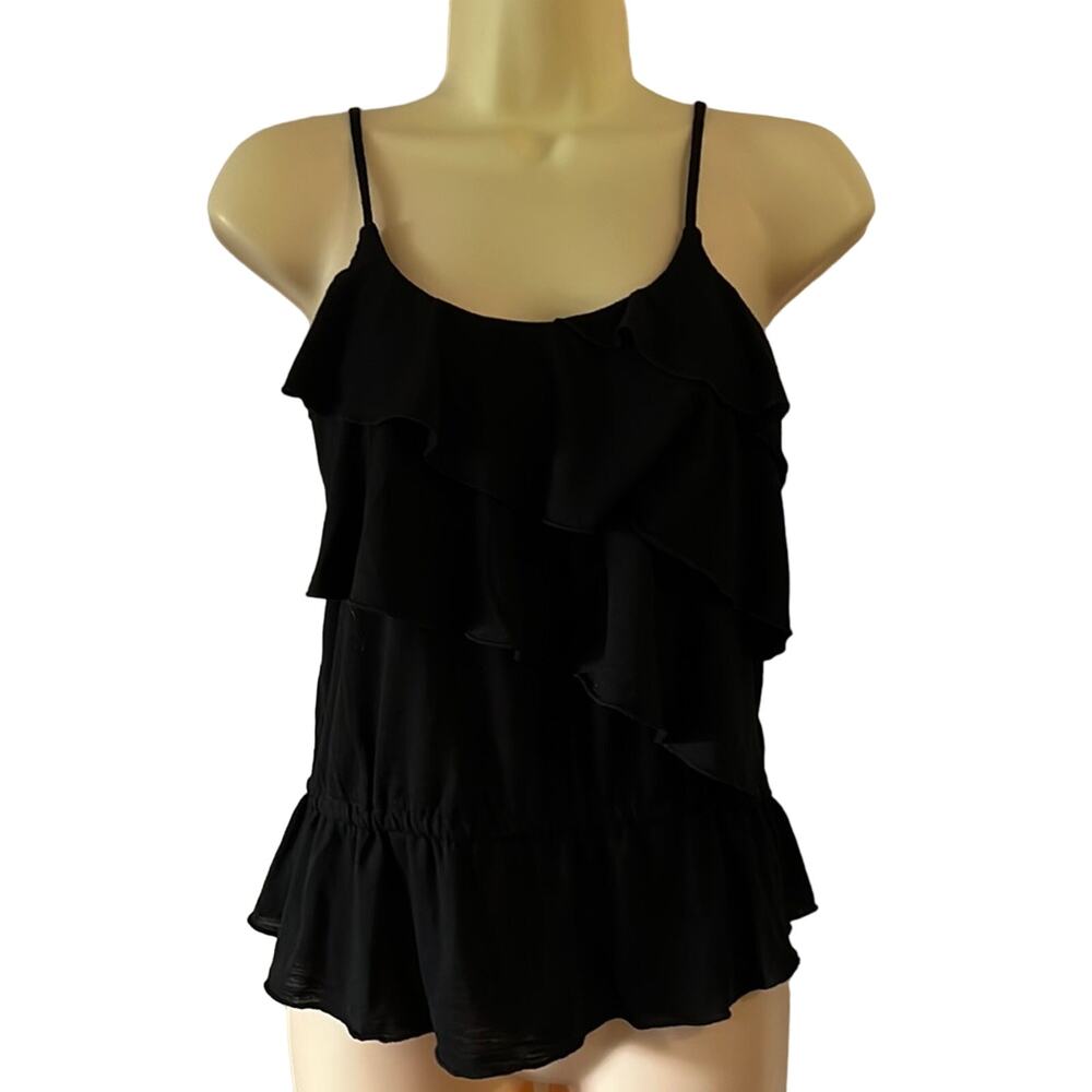Xhilaration Black Tiered Knit Top Junior Size Small Y2K